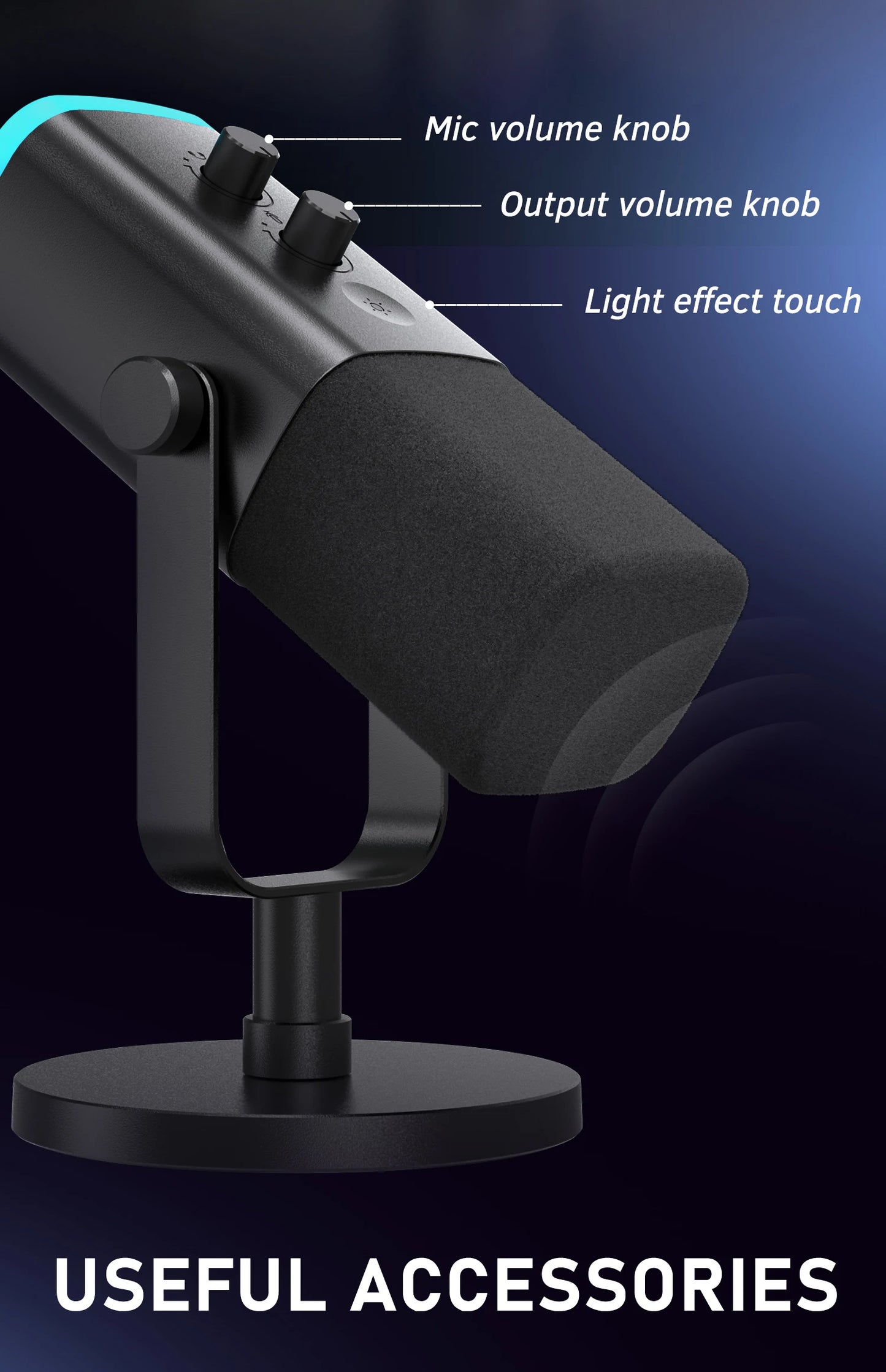 Dynamic Microphone with Touch Mute Button Headphone