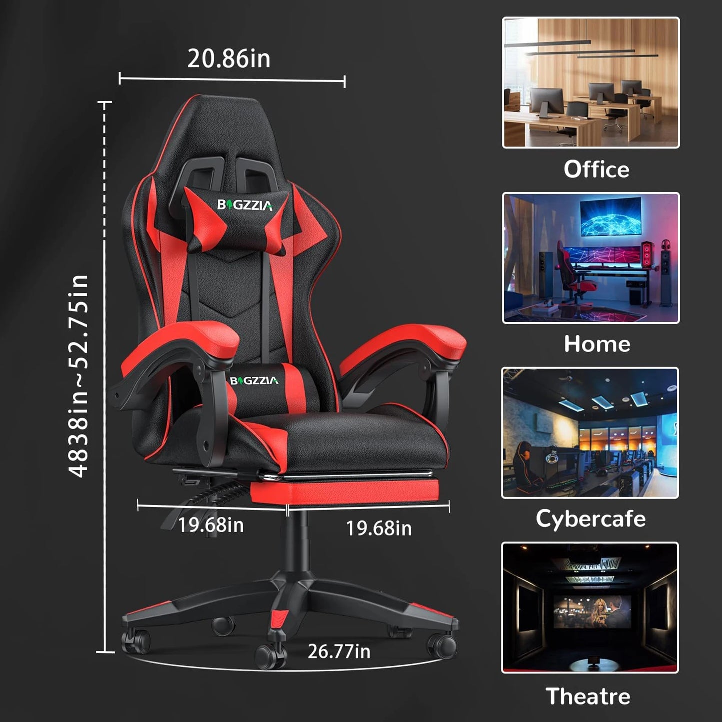 Bigzzia Gaming Chair with Footrest Gamer Chairs Ergonomic