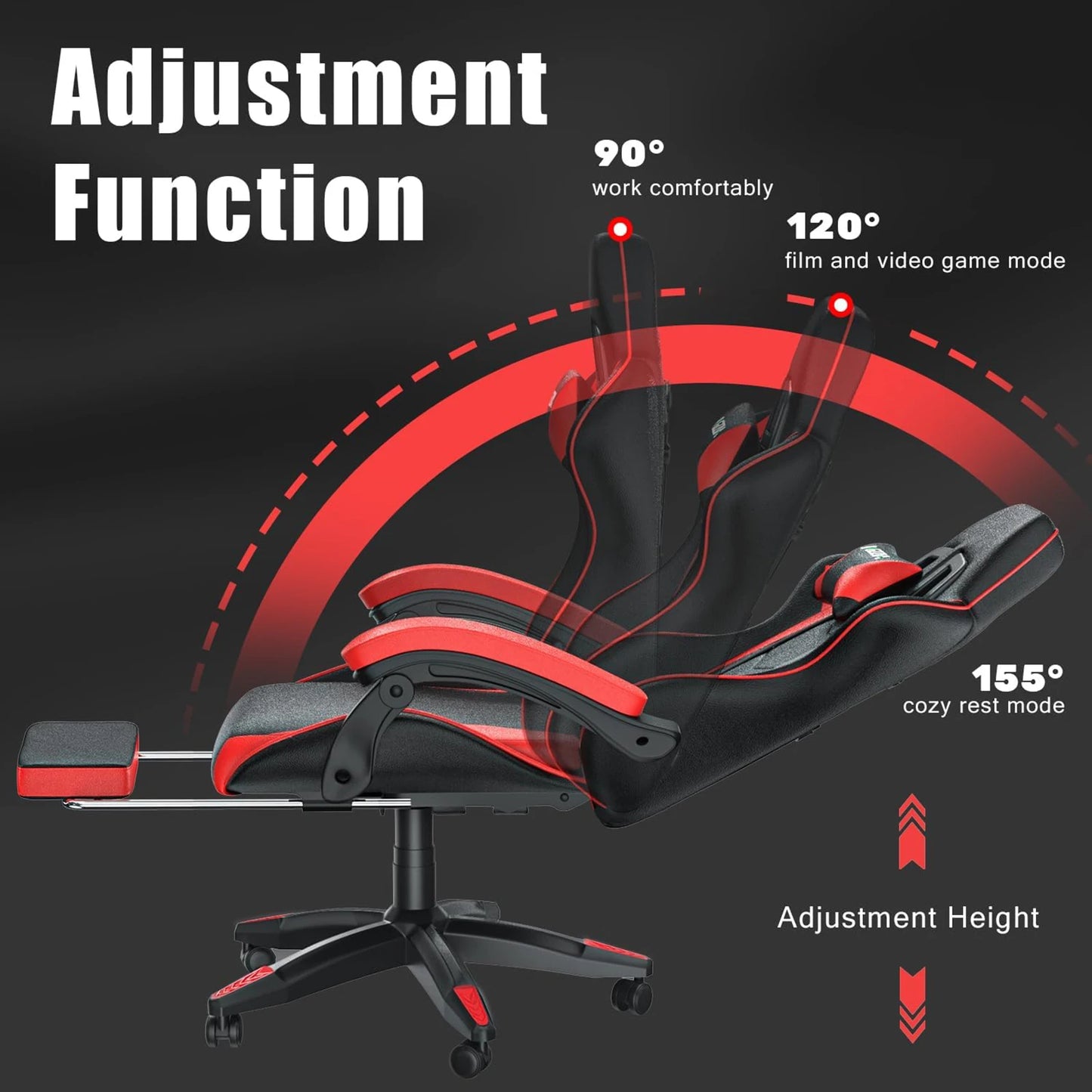 Bigzzia Gaming Chair with Footrest Gamer Chairs Ergonomic