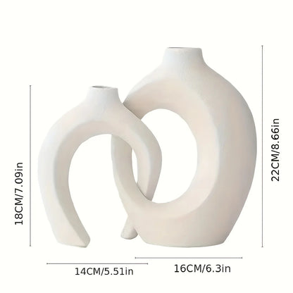 Hollow Nordic Modern Ceramic Vase Set of 2 for Modern Home Decor