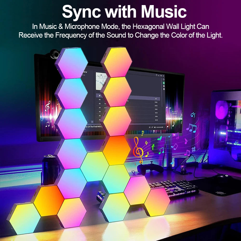 Hexagonal Modular Gaming Lights Night