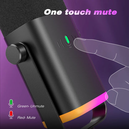 Dynamic Microphone with Touch Mute Button Headphone