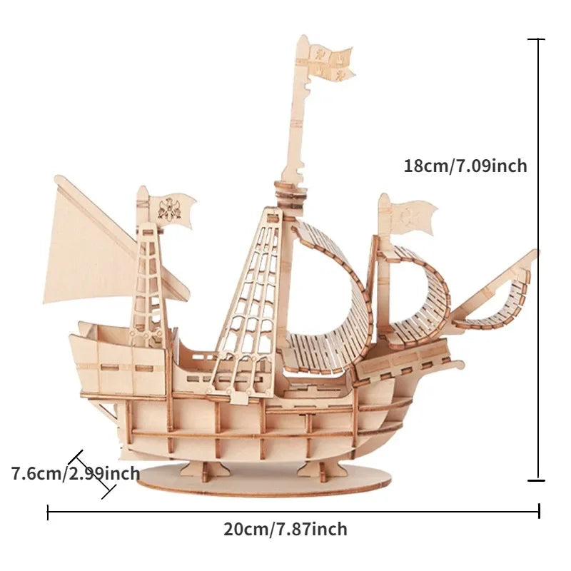 DIY Sailing Ship Toys 3D Wooden Puzzle Toy