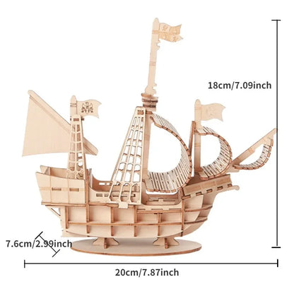 DIY Sailing Ship Toys 3D Wooden Puzzle Toy