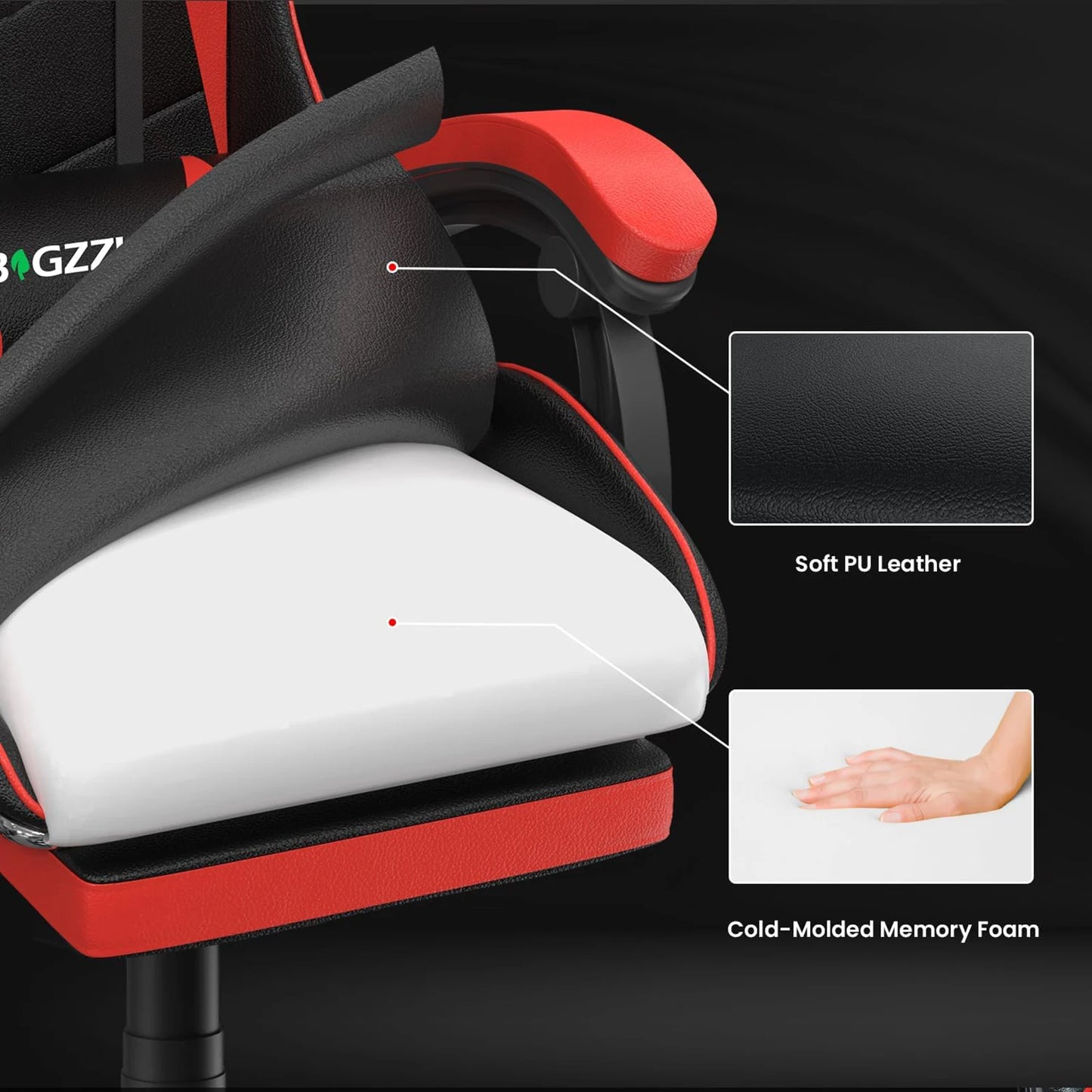 Bigzzia Gaming Chair with Footrest Gamer Chairs Ergonomic